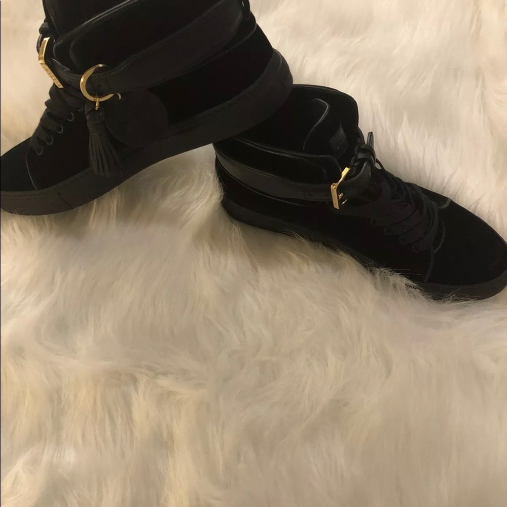 Buscemi Mens 100mm Tassel Velvet HiTop Sneakers - Picture 1 of 3